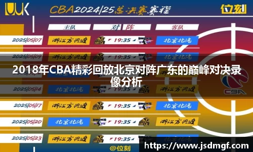 2018年CBA精彩回放北京对阵广东的巅峰对决录像分析